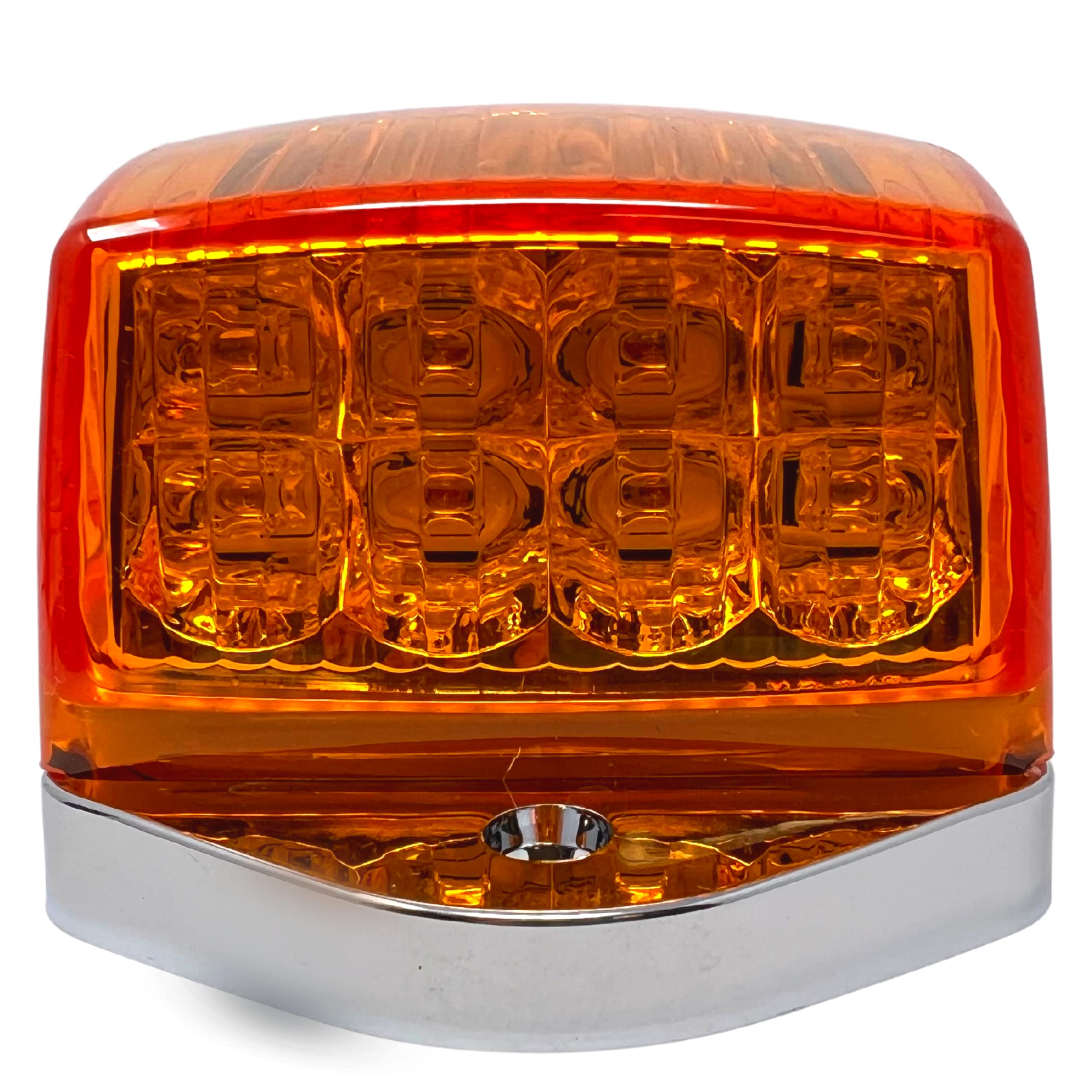 Truck Cab Lights 5PCS Amber Top Roof Running LED Marker Lights Waterproof 17 LED w/Chrome Base Compatible with Peterbilt/Kenworth/Freightliner/Western Star/Mack Trailer 12V