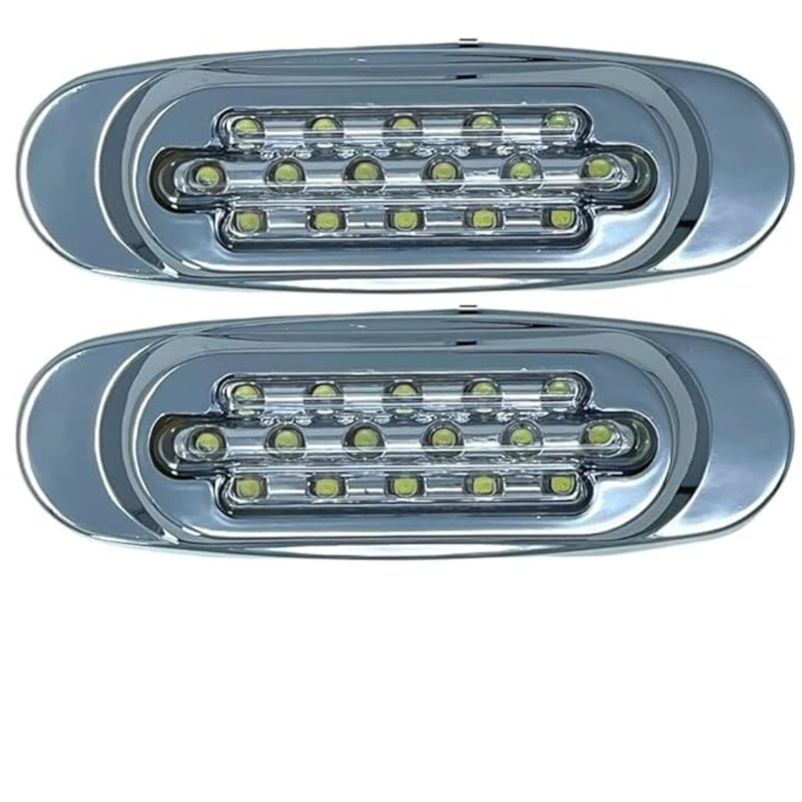 6.5" Inch Amber/Red/White LED Side Marker Lights Clearance Chrome Base Bezel 16 Diodes Surface Mount Led Cab Panel Lights Turn Signals Sealed Waterproof 12V