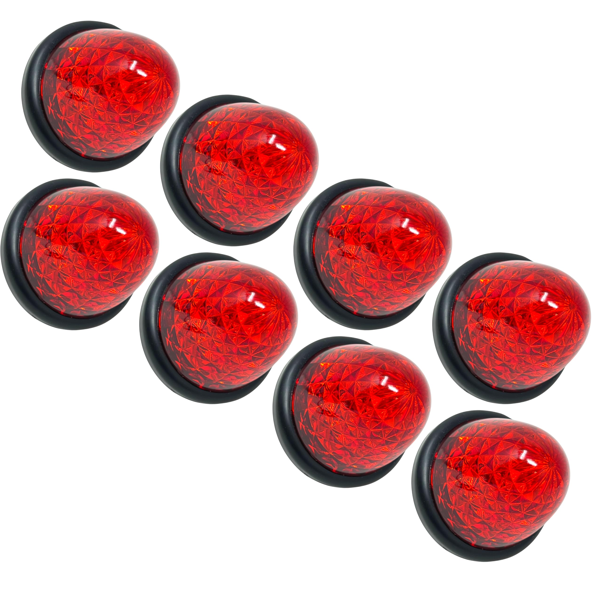 3.5" Inch Diameter 16 LED Round Beehive Cone Watermelon Trailer Side Marker Lights Red Amber Clear Lens Submersible 12V Rear Lights Peterbilt Trucks ATV Motorcycle