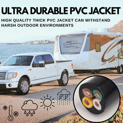 Heavy Duty 14 Gauge 4 Way Conductor Wire RV Trailer Cable Cord Insulated Stranded Pure Copper 100% Copper Conductor Color Coded PC P2 DOT FMVSS 108/SAE Approved 14/4