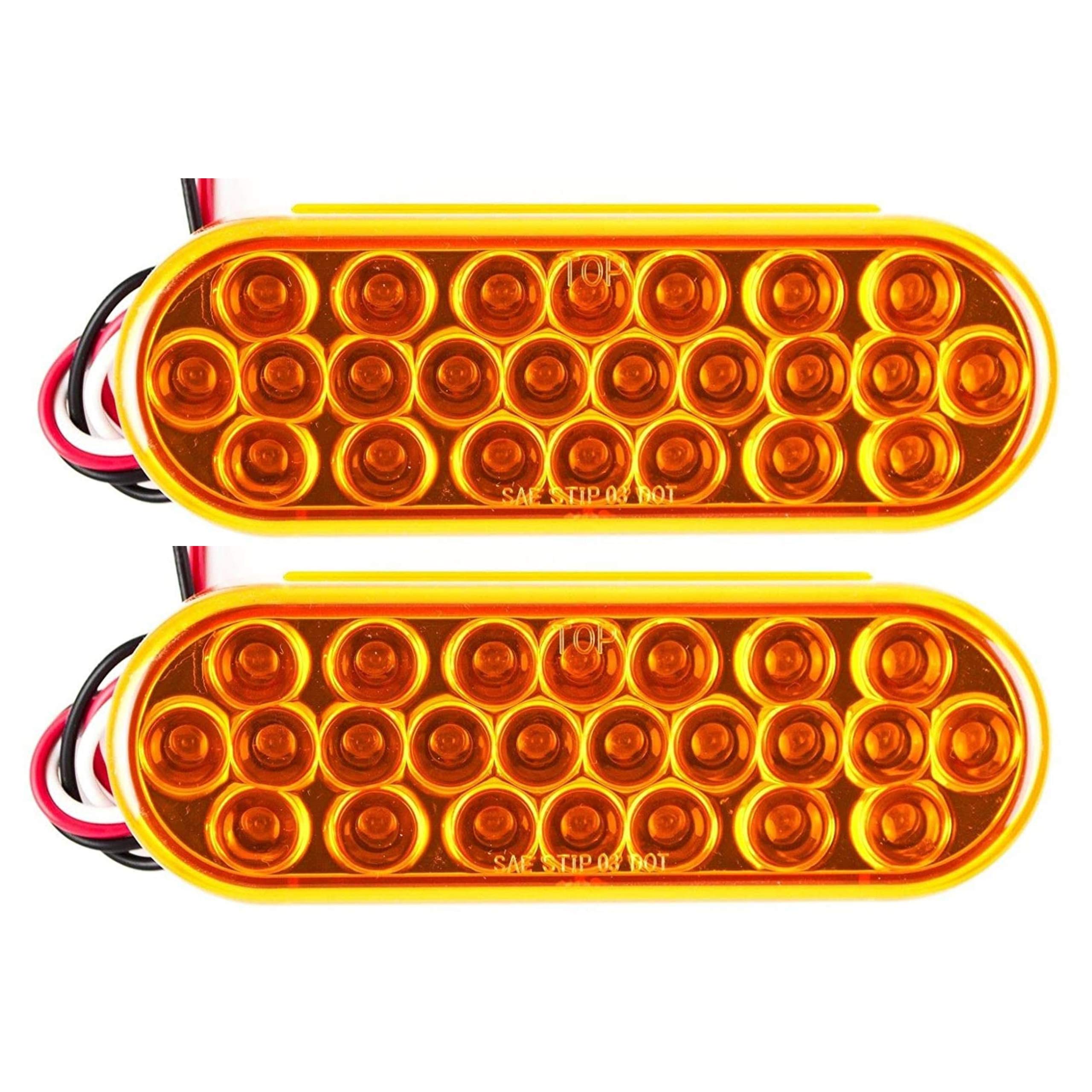 6" Oval LED Recessed Amber Strobe Light, 24 LED DOT/SAE Approved & Marked, Waterproof, Super Bright High Powered Strobe for Towing�