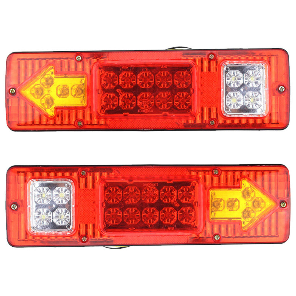 19 LED Red Amber White Integrated Trailer Tail Lights Bar 12V Turn Signal Running Lamp for Trailer UTV UTE RV ATV Box Truck Left and Right (2 Pack)