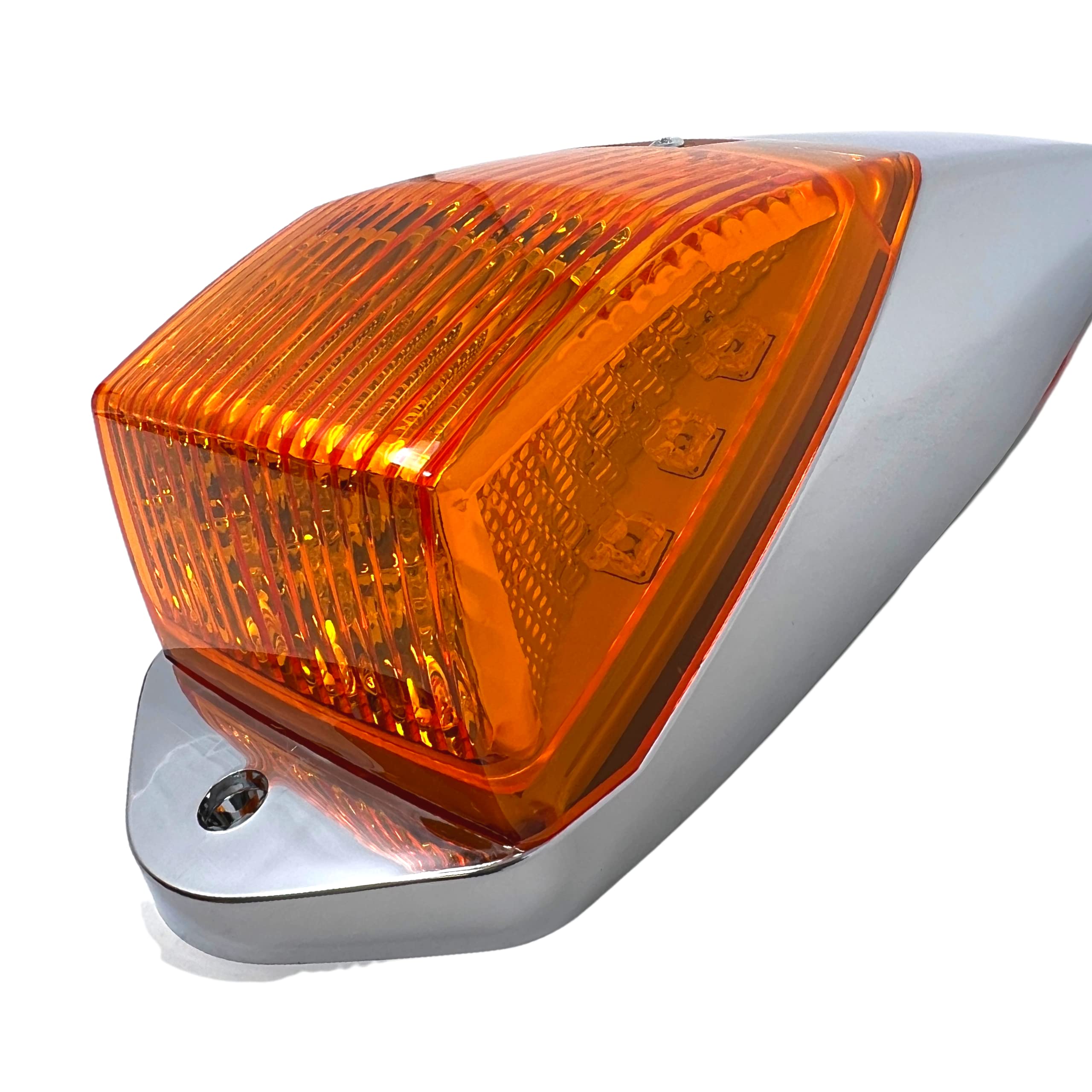 Truck Cab Lights 5PCS Amber Top Roof Running LED Marker Lights Waterproof 17 LED w/Chrome Base Compatible with Peterbilt/Kenworth/Freightliner/Western Star/Mack Trailer 12V