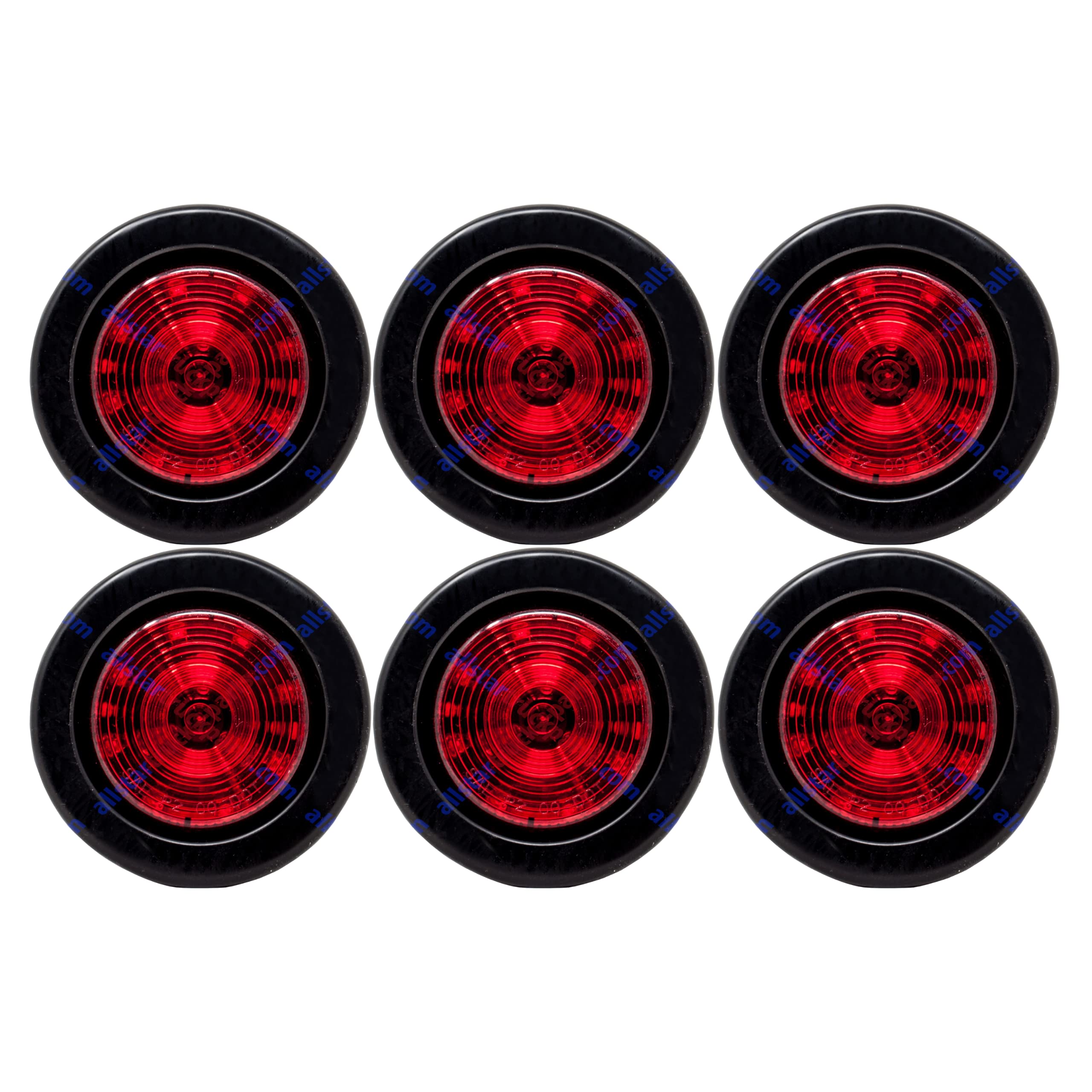2.5" Red/Amber 12 Led Round Side Marker Clearance Lights Grommet Flush Mount, Sealed Truck Trailer with Reflex Lens, IP67 Waterproof- Super Bright DOT SAE P2 FMVSS 180