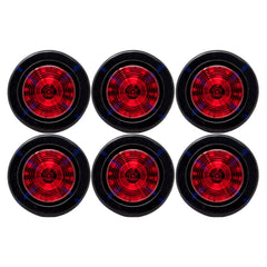2.5" Red/Amber 12 Led Round Side Marker Clearance Lights Grommet Flush Mount, Sealed Truck Trailer with Reflex Lens, IP67 Waterproof- Super Bright DOT SAE P2 FMVSS 180
