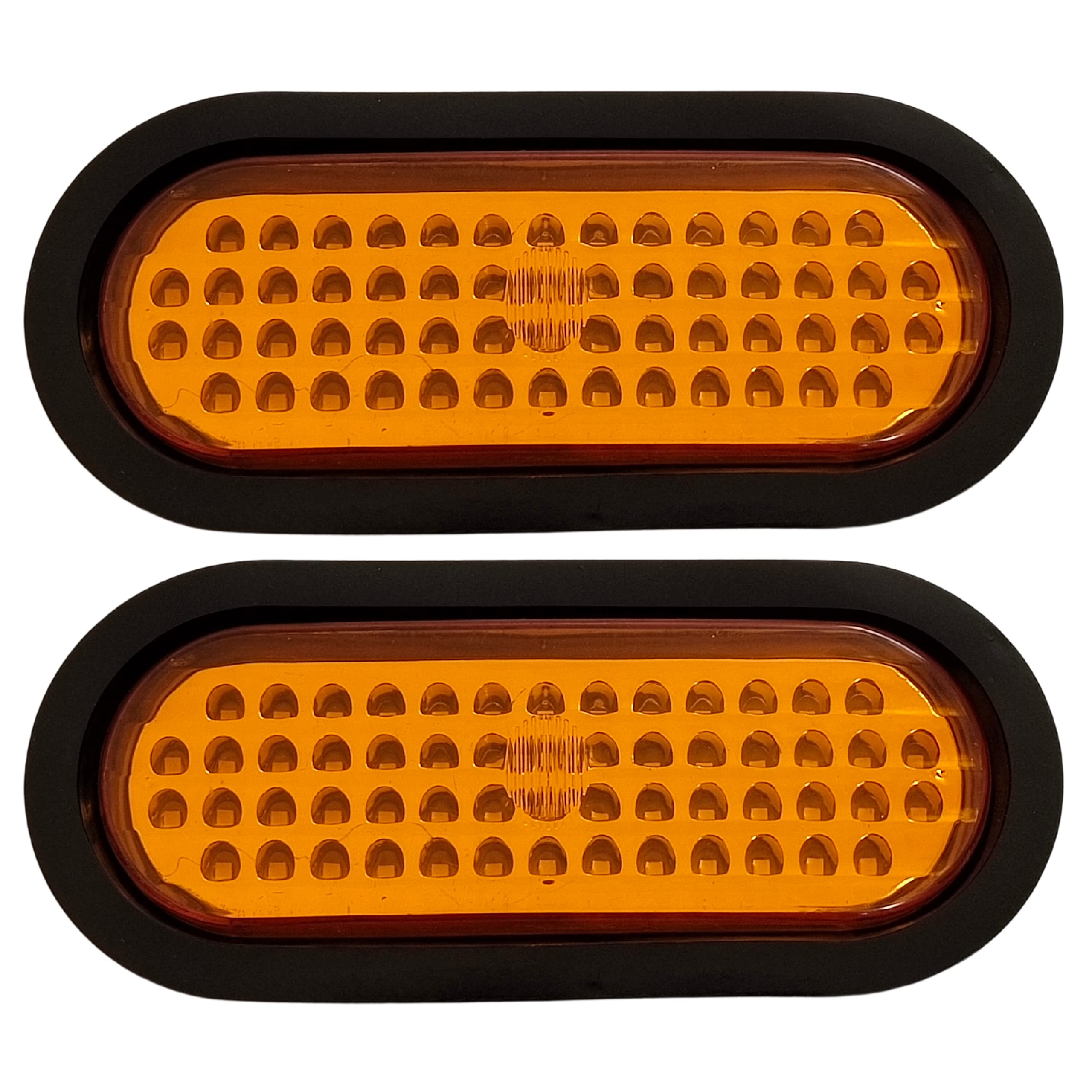 6" Inch Amber/Red/White Oval 56 LED Stop Turn Tail Turn Signal Reverse Backup Trailer Light Rubber Grommet 3-Wire Trailer Plug. DOT/SAE Approved Waterproof High Intensity LED's