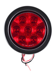 4" Inch Round 7 LED Red/White Trailer Tail Lights Kit Round Led Stop Turn Tail Back-up Reverse Fog Lights Reflective Lens Grommet 3-Prong Wire Pigtails for Truck Trailer RV 12V