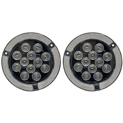4" Inch Flange Mount Reflective Ring Bezel Red/White 12 LED Round Stop Turn Tail Reverse Backup Tail Trailer Truck Flatbed RV Camper Bus Light Kit with 3 Wire Pigtail Plug 12V