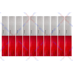 10pcs of 2"x12" Strips Conspicuity Safety Caution Warning Tape DOT-C2 Approved Reflective Truck Trailer Red/White Adhesive Sticker