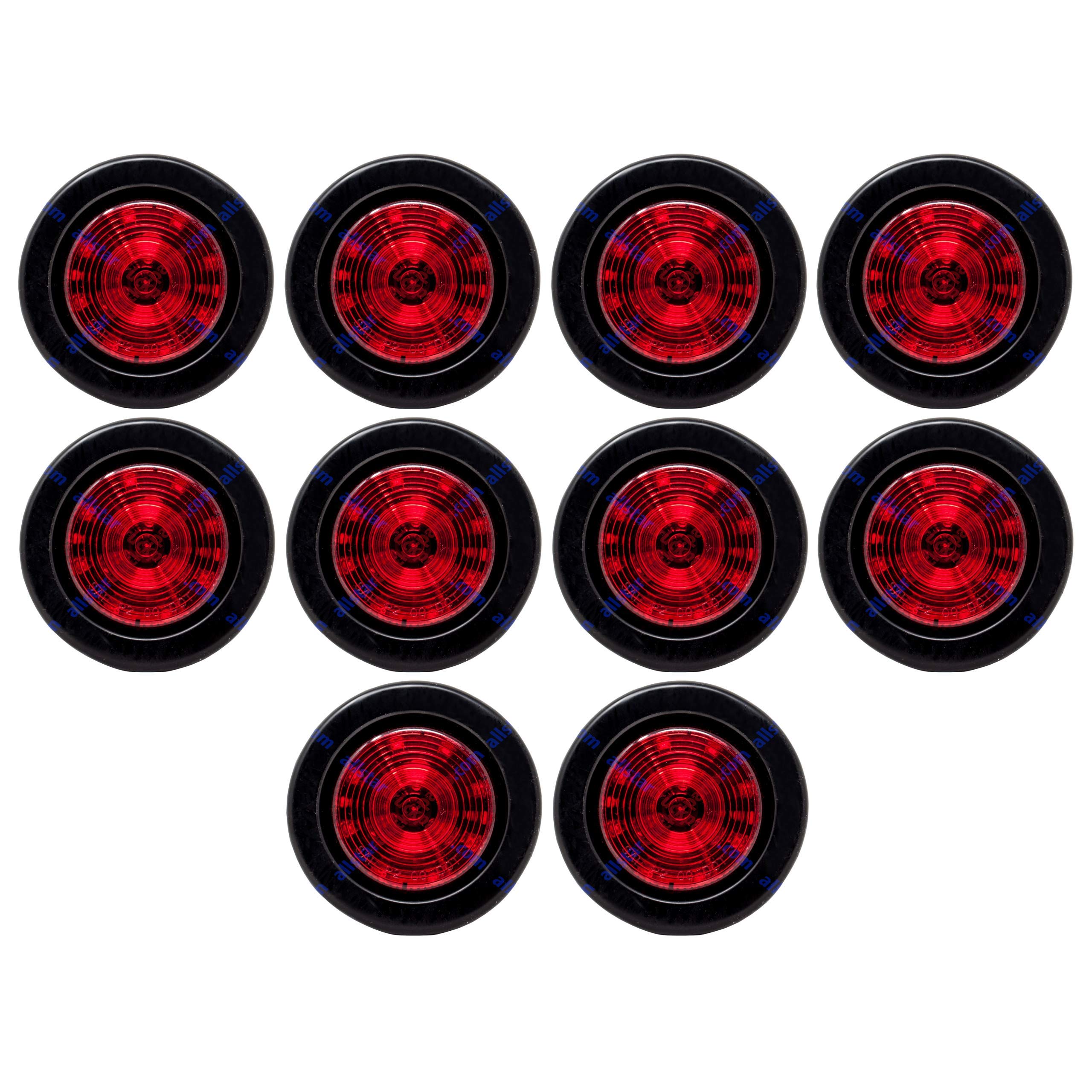 2.5" Red/Amber 12 Led Round Side Marker Clearance Lights Grommet Flush Mount, Sealed Truck Trailer with Reflex Lens, IP67 Waterproof- Super Bright DOT SAE P2 FMVSS 180