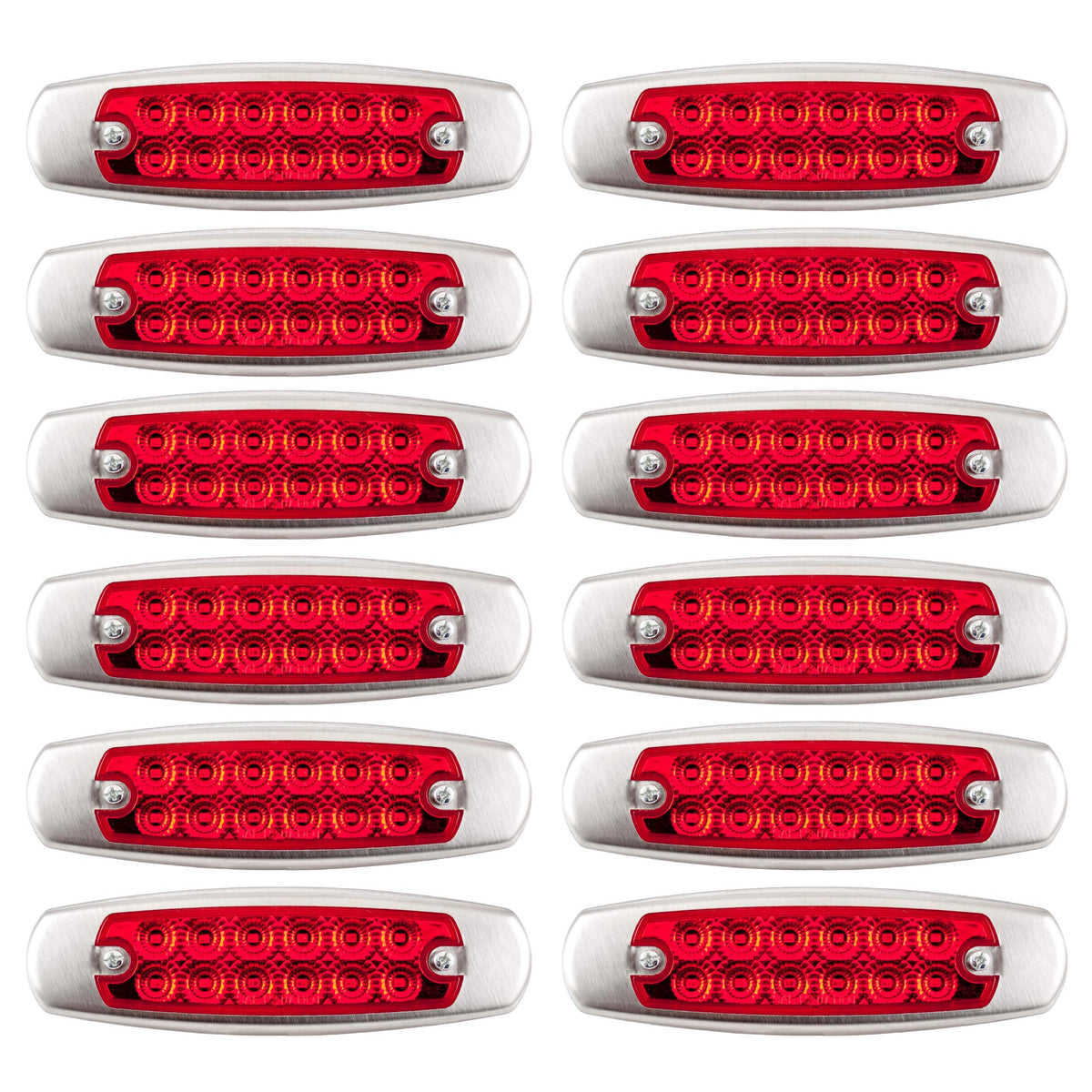 6.2" LED Marker Clearance Light 12 LED Amber/Red Trailer Lights Surface Mount Sealed 6-1/5" Amber/Red Rectangular Spyder Fish Shape Marker & Clearance Lights Stainless Steel Rim Bezel 12V