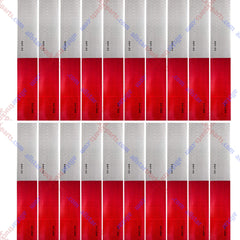 20pcs of 2"x12" Strips Conspicuity Safety Caution Warning Tape DOT-C2 Approved Reflective Truck Trailer Mailbox Red/White Adhesive Reflective Stickers Reflector