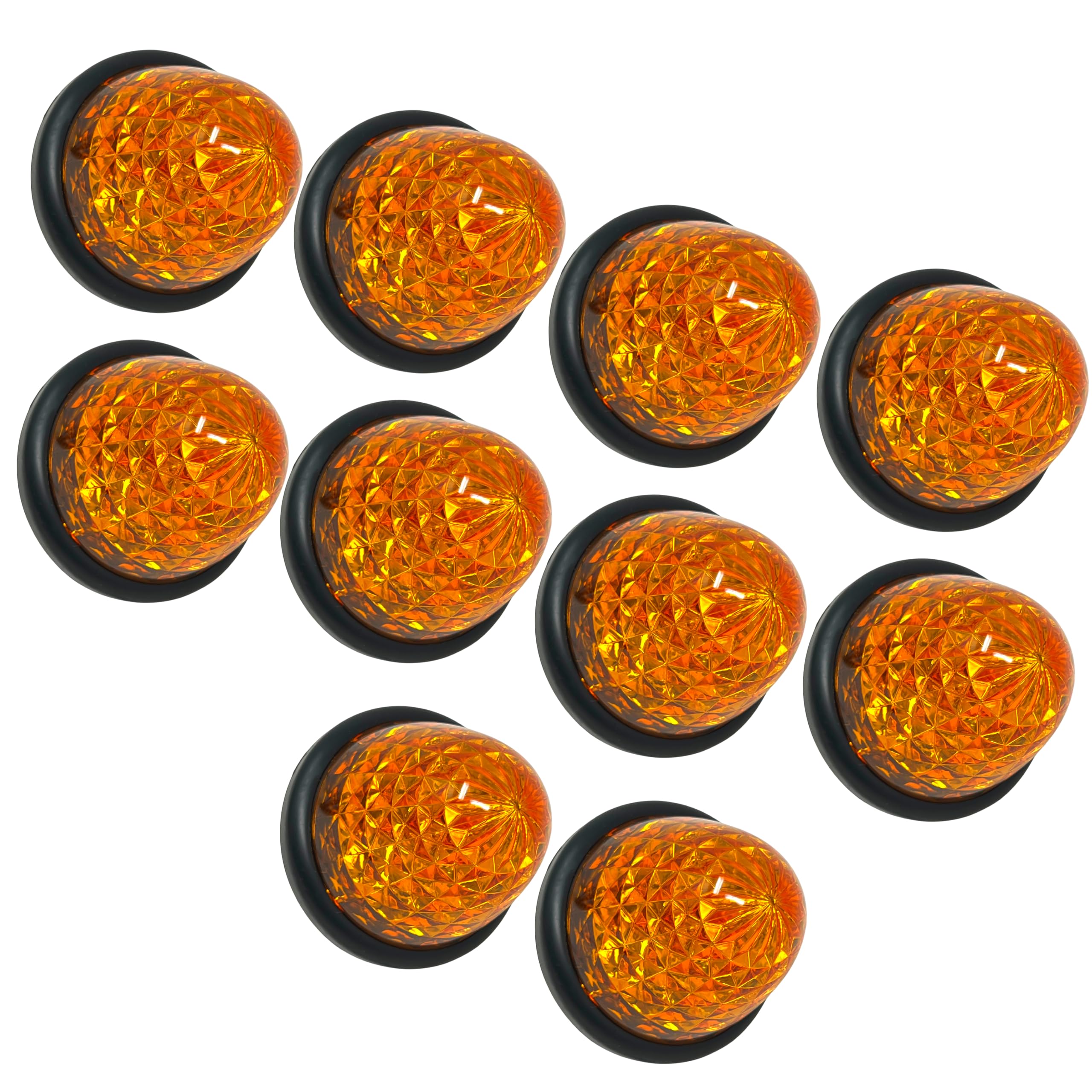 3.5" Inch Diameter 16 LED Round Beehive Cone Watermelon Trailer Side Marker Lights Red Amber Clear Lens Submersible 12V Rear Lights Peterbilt Trucks ATV Motorcycle