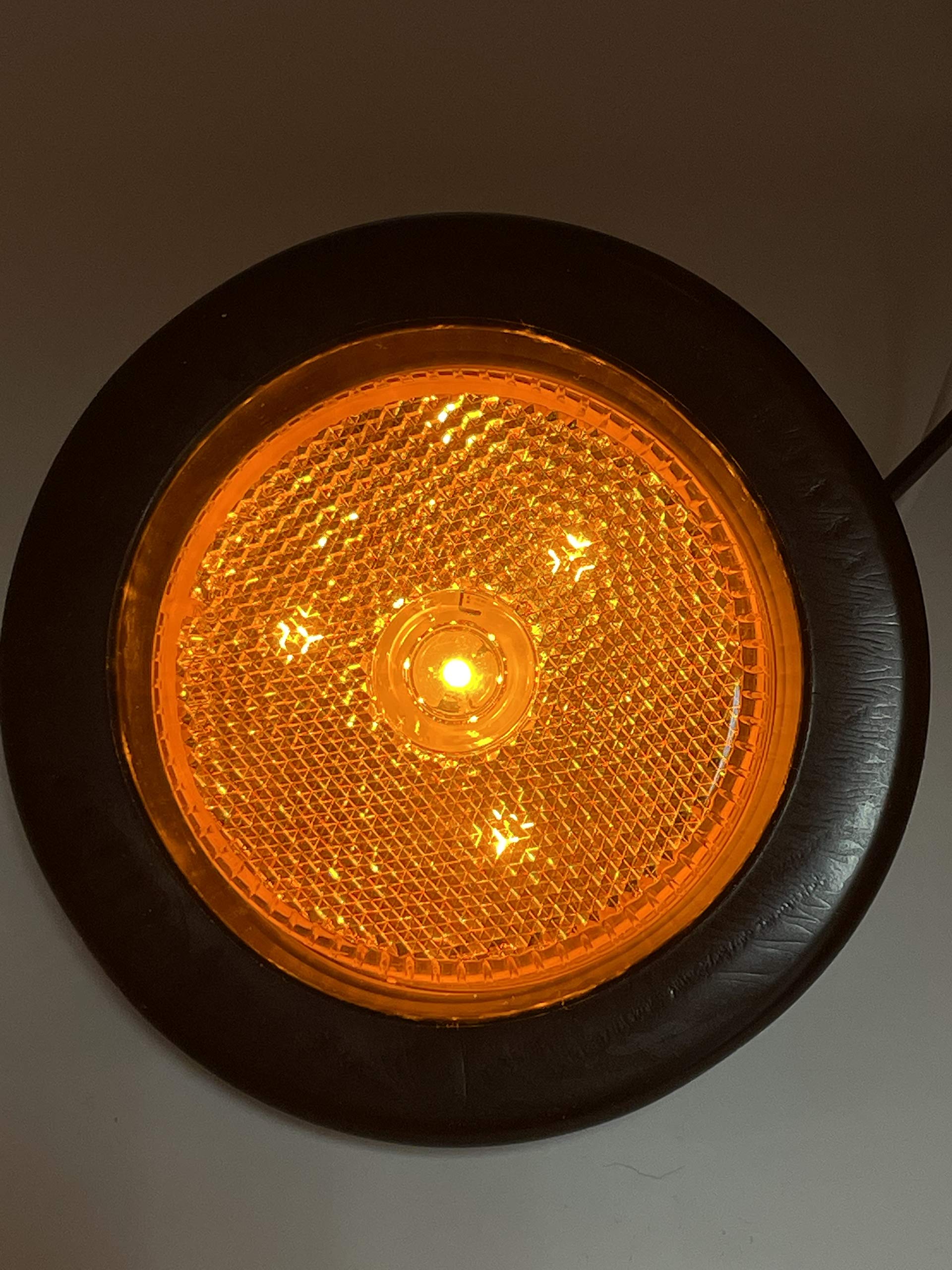 2.5" Red/Amber 4 Led Round Side Marker Clearance Lights Grommet Flush Mount, Sealed Truck Trailer with Reflex Lens, IP67 Waterproof- Super Bright DOT SAE P2 FMVSS 180