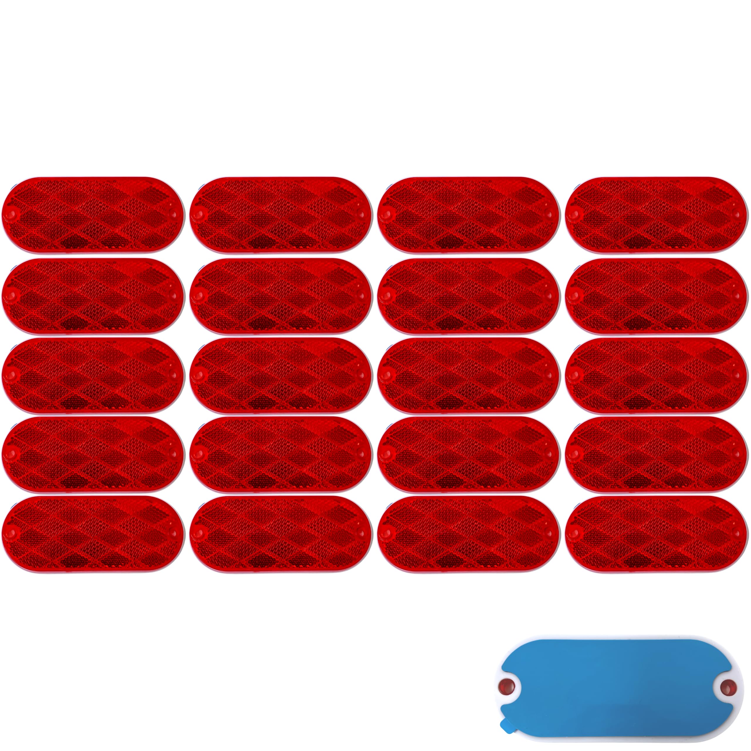 Oval Reflectors Red/Amber Self Adhesive Or Drill Mount Quick Mount SAE 13 DOT