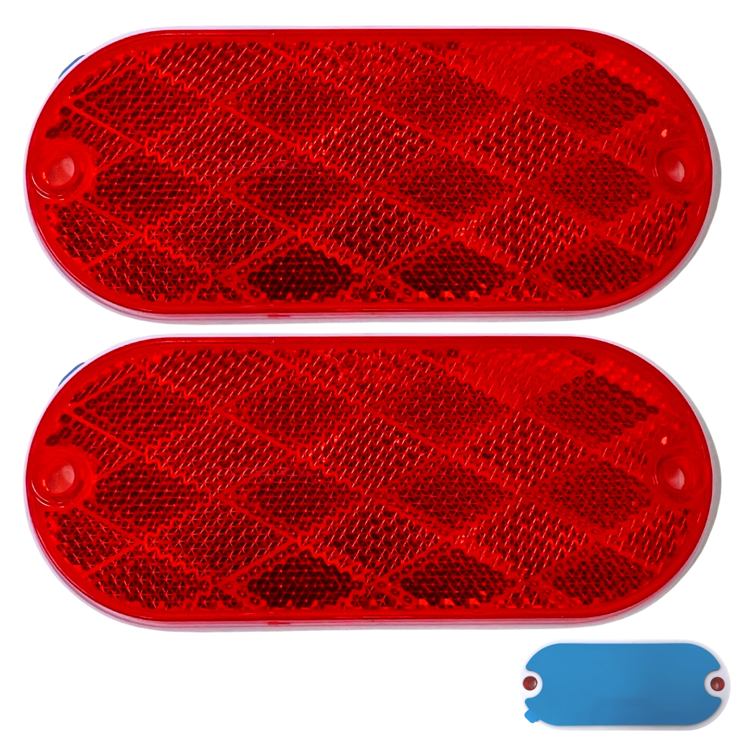 Oval Reflectors Red/Amber Self Adhesive Or Drill Mount Quick Mount SAE 13 DOT