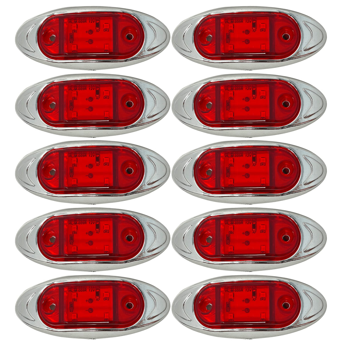 4-LED RED/AMBER 4" x 1.65" Mini Side Marker Red Light with Chrome Bezel, Universal LED Clearance Markers for Truck Trailer Boat ATV Marine Marker lights 12V High Brightness Side Marker Lights