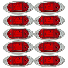 4-LED RED/AMBER 4" x 1.65" Mini Side Marker Red Light with Chrome Bezel, Universal LED Clearance Markers for Truck Trailer Boat ATV Marine Marker lights 12V High Brightness Side Marker Lights