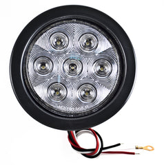 4" Inch Round 7 LED Red/White Trailer Tail Lights Kit Round Led Stop Turn Tail Back-up Reverse Fog Lights Reflective Lens Grommet 3-Prong Wire Pigtails for Truck Trailer RV 12V
