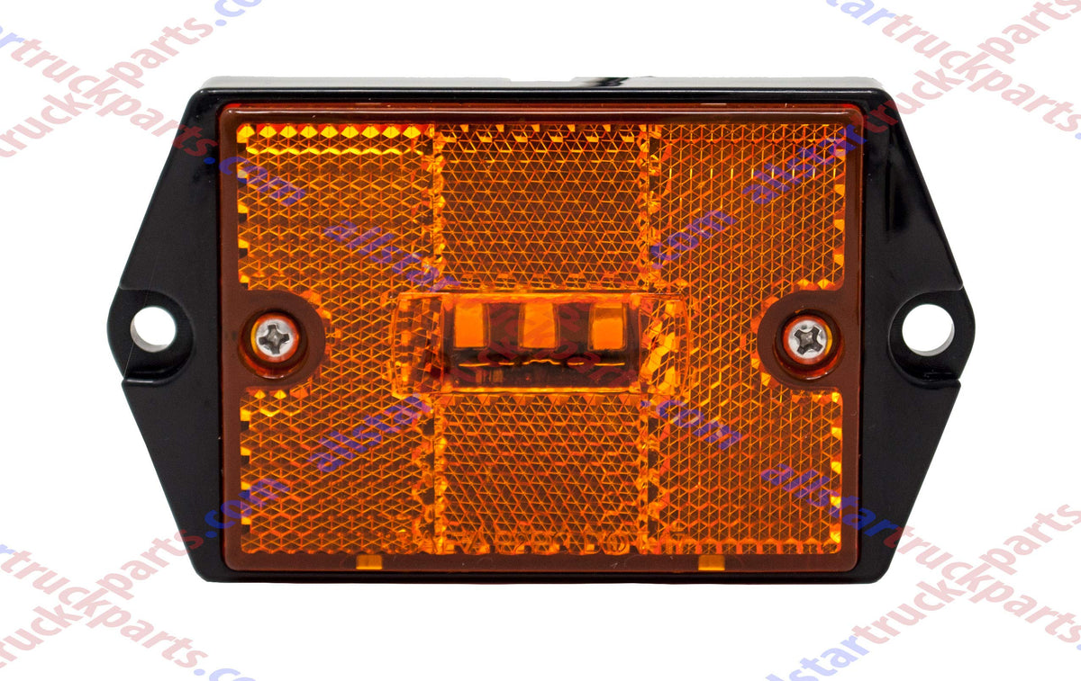 Square Red/Amber 3-LED Marker Light Reflectorized Lens Surface Mount, 2-4/5" Rectangular Truck Trailer Towing Led Light Side Reflector Reflex Accessories