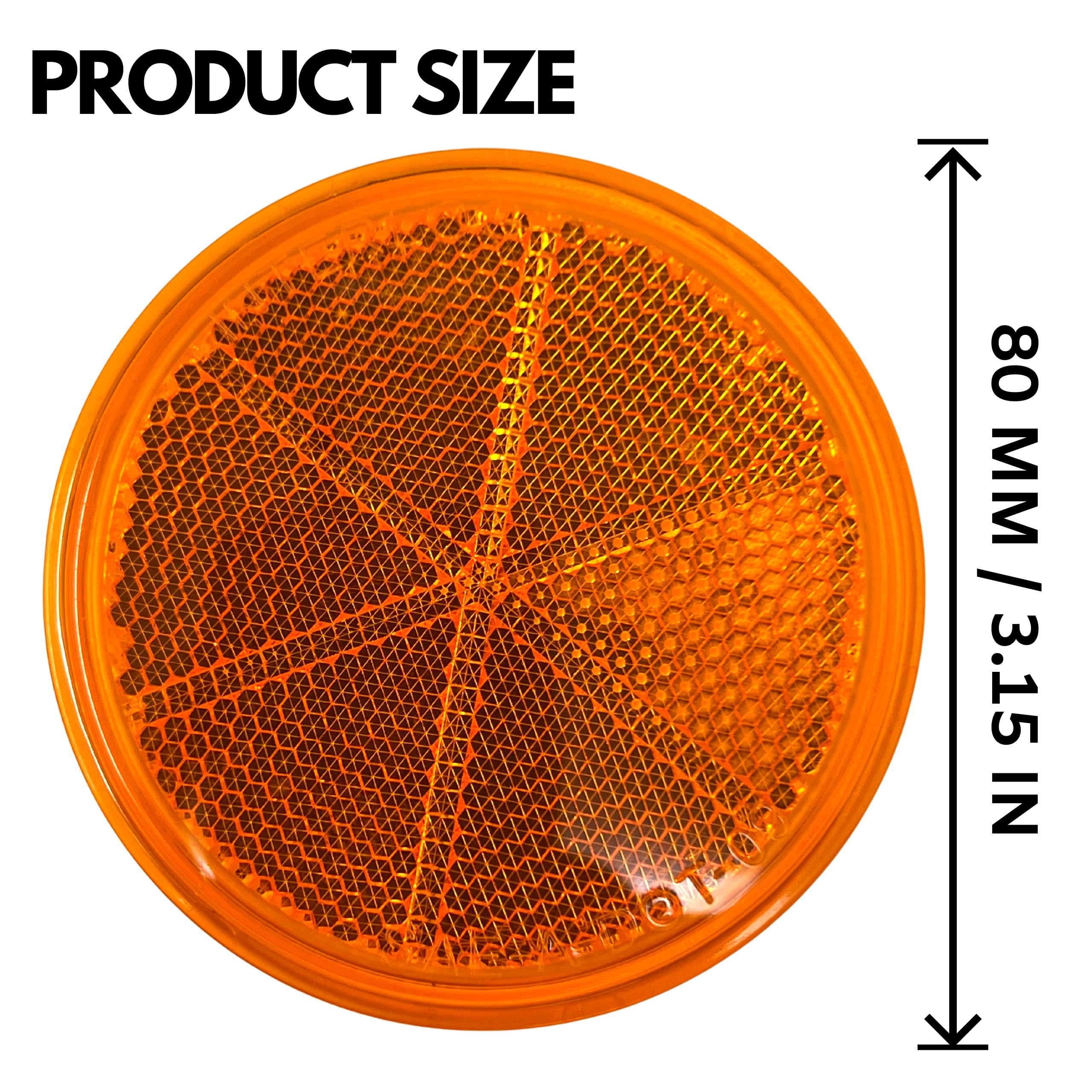 Class A 3" Round Reflector Strong Stick-on - RED/AMBER for Trailers, Trucks, Automobiles, Mail Boxes, Boats, SUV's, RV's, Industrial Applications (10x Red + 10x Amber)
