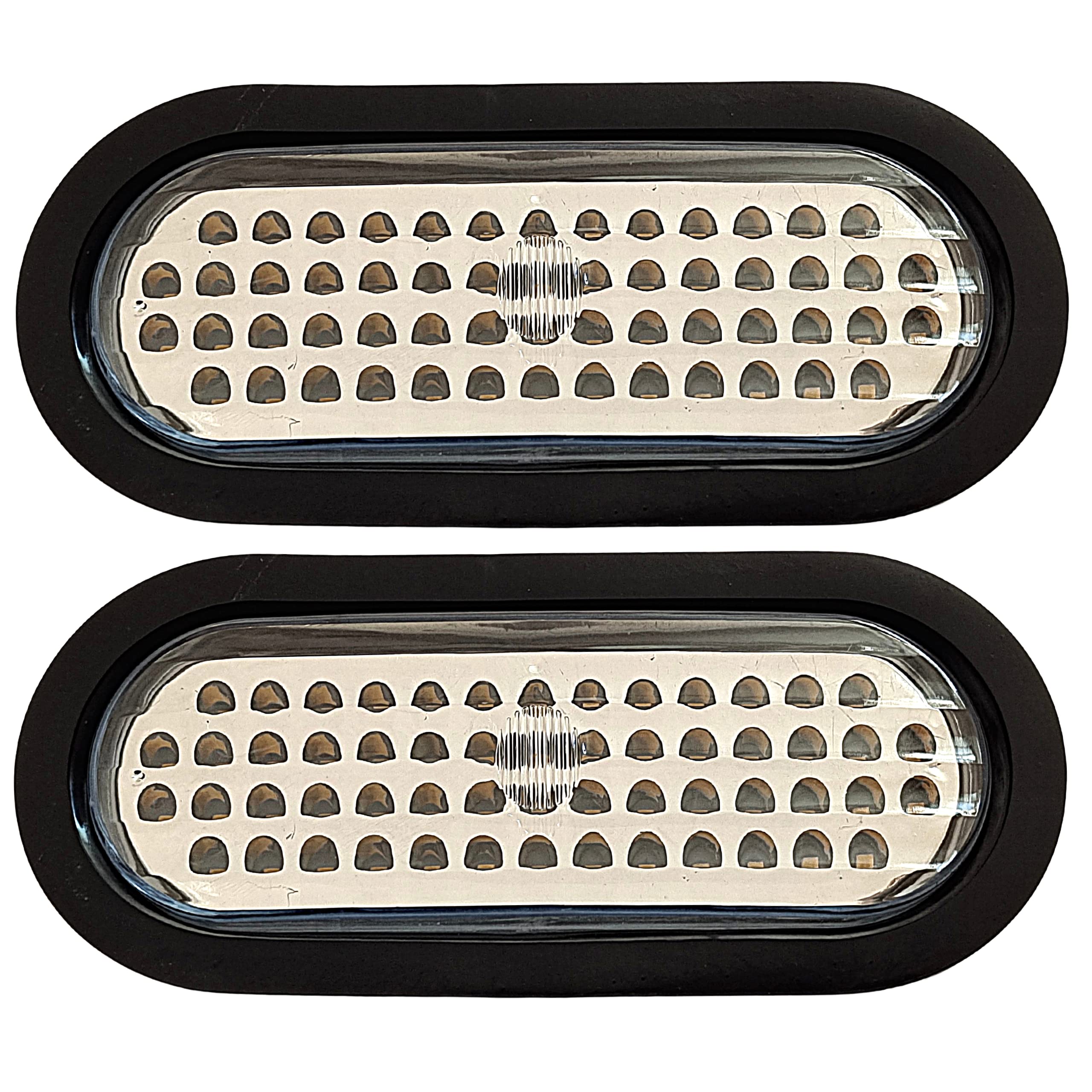 6" Inch Amber/Red/White Oval 56 LED Stop Turn Tail Turn Signal Reverse Backup Trailer Light Rubber Grommet 3-Wire Trailer Plug. DOT/SAE Approved Waterproof High Intensity LED's