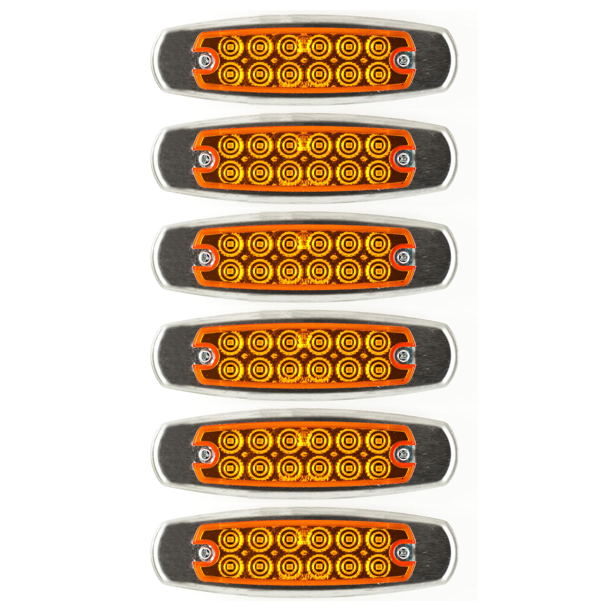 6.2" LED Marker Clearance Light 12 LED Amber/Red Trailer Lights Surface Mount Sealed 6-1/5" Amber/Red Rectangular Spyder Fish Shape Marker & Clearance Lights Stainless Steel Rim Bezel 12V