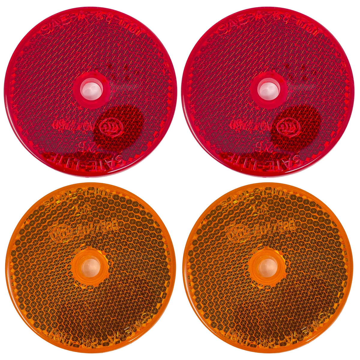 Class A 2" Round Reflector with Center Mounting Hole - Red/Amber/White for Trailers, Trucks, Automobiles, Mail Boxes, Boats, SUV's, RV's, Industrial Applications…