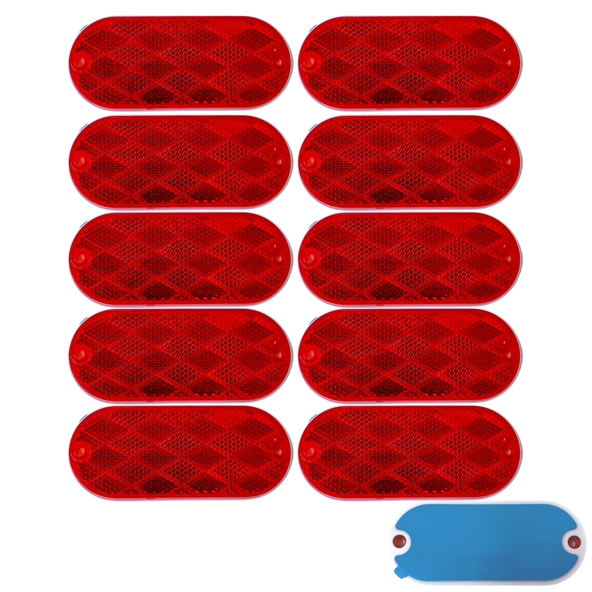 Oval Reflectors Red/Amber Self Adhesive Or Drill Mount Quick Mount SAE 13 DOT