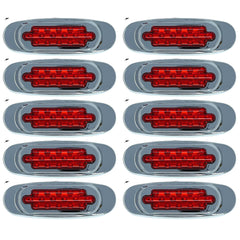 6.5" Inch Amber/Red/White LED Side Marker Lights Clearance Chrome Base Bezel 16 Diodes Surface Mount Led Cab Panel Lights Turn Signals Sealed Waterproof 12V
