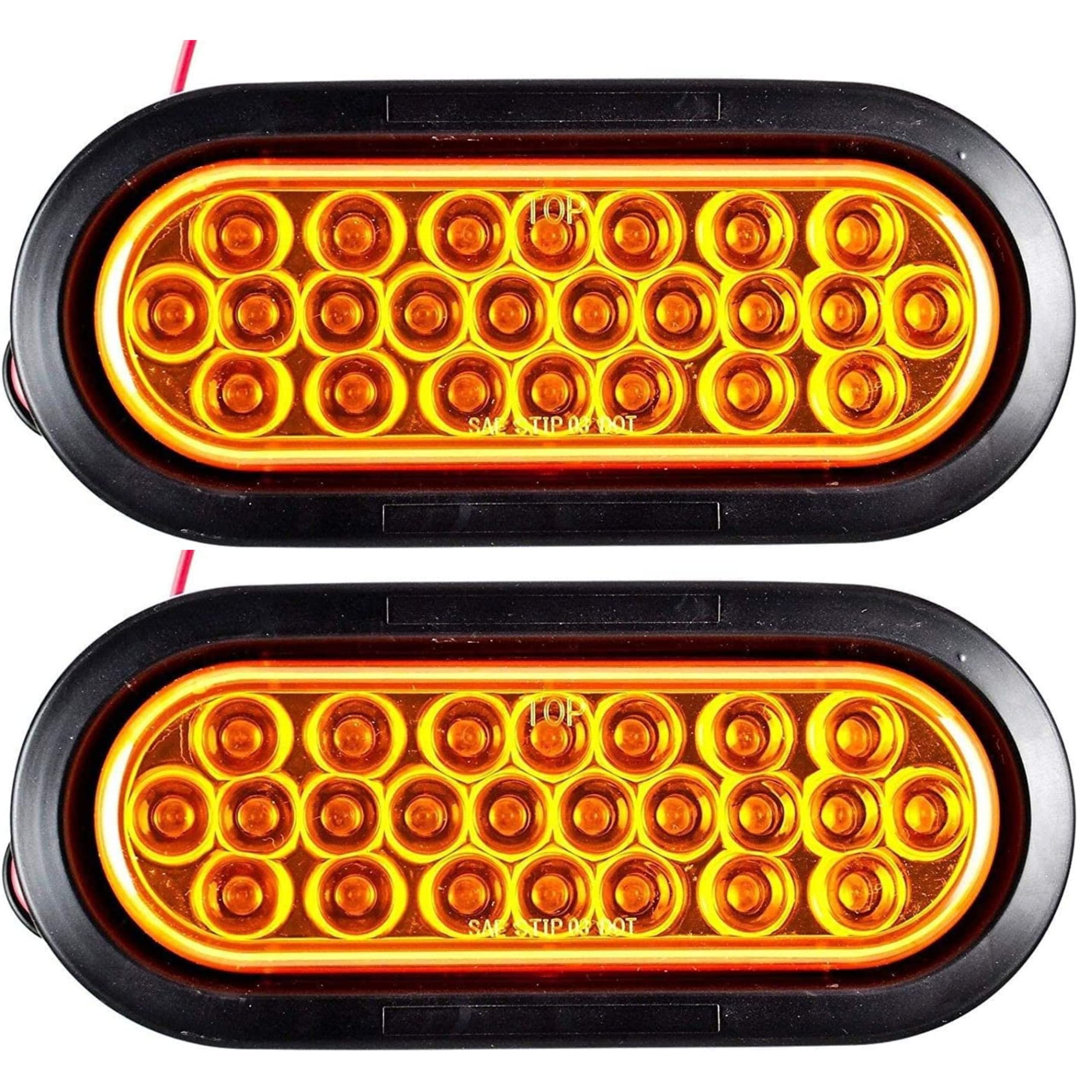 6" Oval LED Recessed Amber Strobe Light, 24 LED DOT/SAE Approved & Marked, Waterproof, Super Bright High Powered Strobe for Towing�