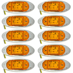 [4-LED RED/AMBER] [4" x 1.65"] Mini Side Marker Red Light with Chrome Bezel, Universal LED Clearance Markers for Truck Trailer Boat ATV Marine Marker lights 12V High Brightness Side Marker Lights
