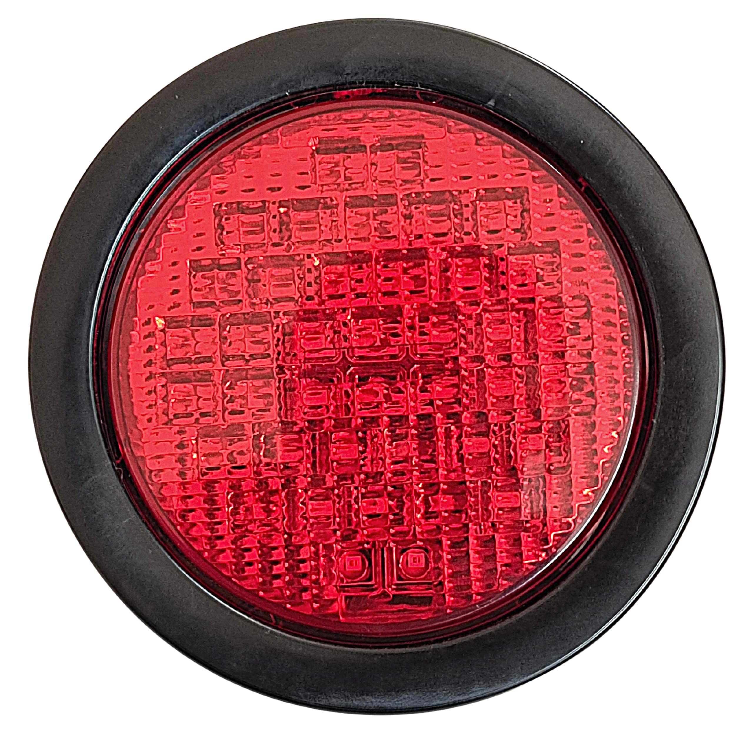 4" Inch Round 40 LED Diodes Stop Turn Tail Reverse Backup Signal Sealed Lights Red/White/Amber Assembly Rubber Mount for Trucks Trailers RV Boat Waterproof