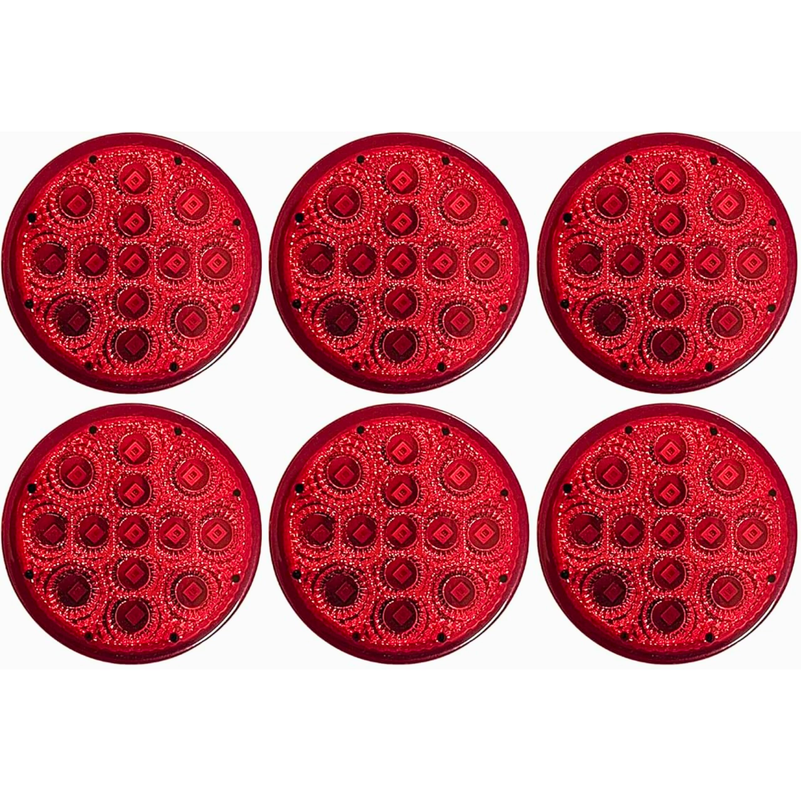 Amber/Red 2.5" Round Led Clearance Side Marker Lights Kit 13 LED Diodes Reflector Grommet Wire Pigtail Truck Utility Trailer RV UTV Tractor Flush Mount Waterproof 12V Sealed