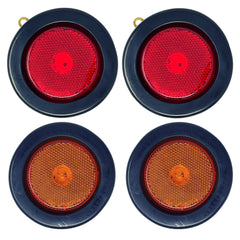All Star Truck Parts 4x Red 2.5" Round 4 LED Side Marker Clearance Lights Grommet Flush Mount, IP67 Waterproof DOT SAE FMVSS 108