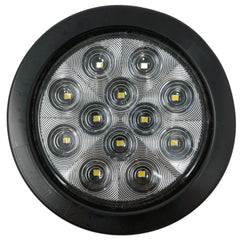 4" Inch Round 12 LED Red/White Trailer Tail Lights Kit Round Led Stop Turn Tail Back-up Reverse Fog Lights Reflective Lens Grommet 3-Prong Wire Pigtails for Truck Trailer RV 12V