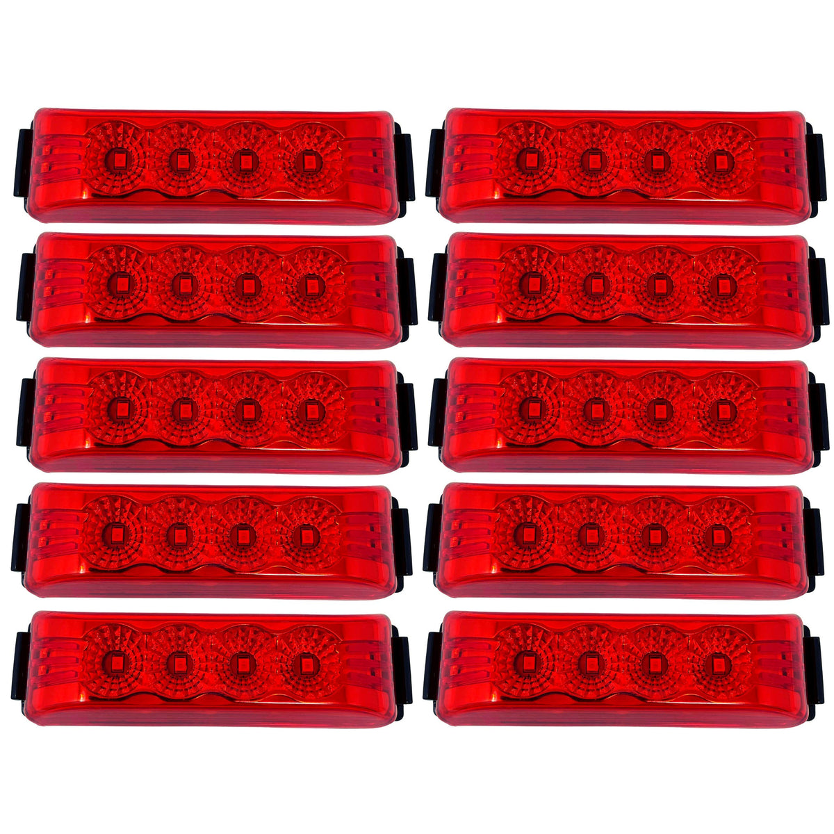 All Star Truck Parts] [Qty 10 [4"x1"] Amber/Red Thin line Trailer Led Side Marker and Clearance Lights 4 LED with Reflectors Submersible Sealed 12V Surface Mount for Truck Trailer Boats, Rectangular