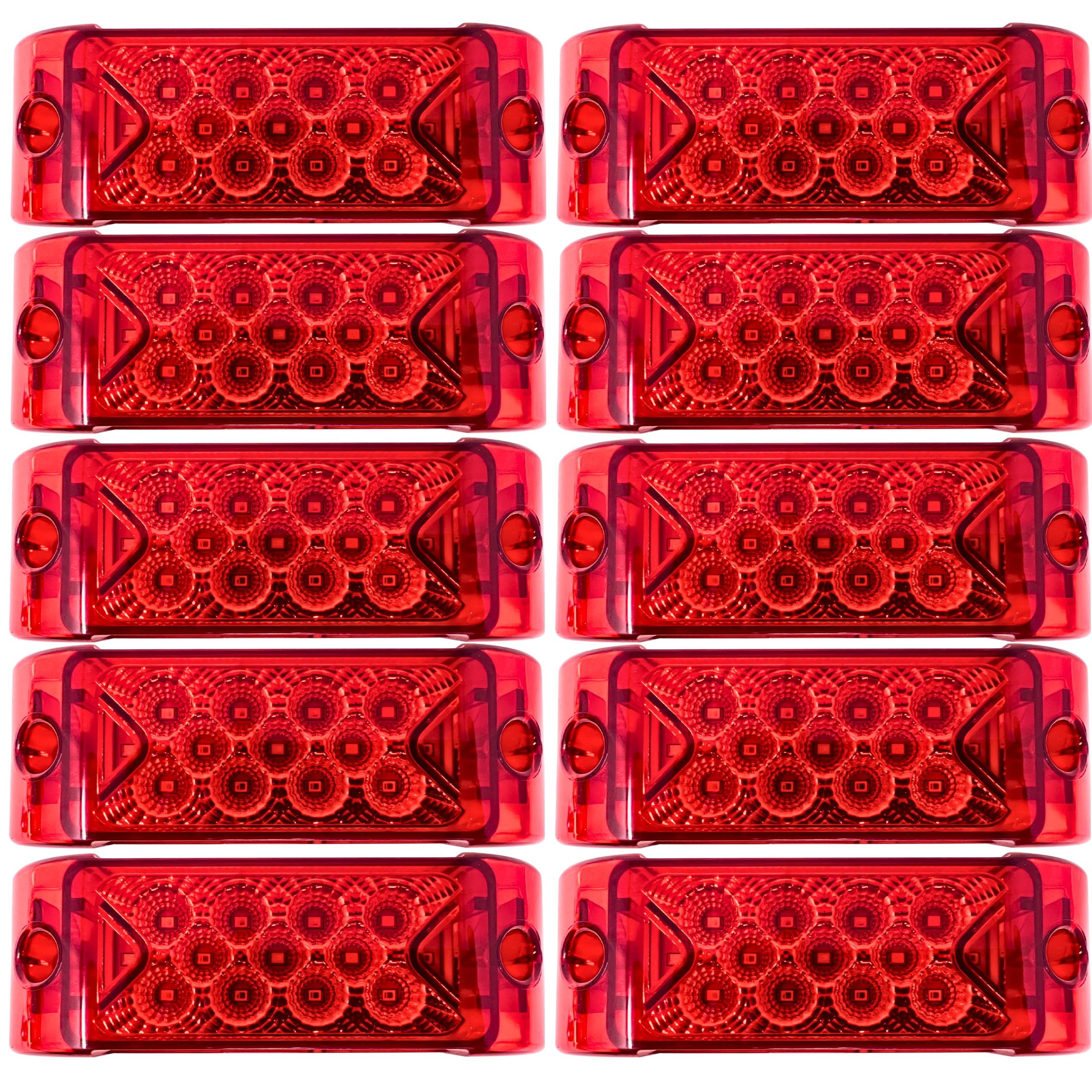 All Star Truck Parts] Qty 10 Amber/Red 6" 13 LED Side Marker Clearance Light Rectangle 12V Truck Trailer Camper Boat Marine 6x2 Rectangular Surface Mount [Sealed and Waterproof]