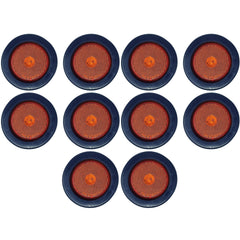 2.5" Red/Amber 4 Led Round Side Marker Clearance Lights Grommet Flush Mount, Sealed Truck Trailer with Reflex Lens, IP67 Waterproof- Super Bright DOT SAE P2 FMVSS 180