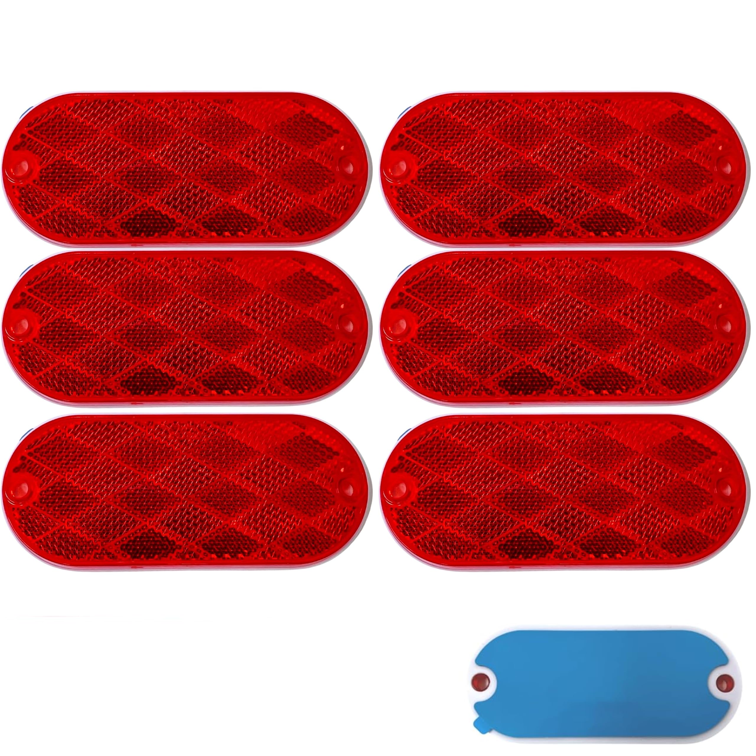 Oval Reflectors Red/Amber Self Adhesive Or Drill Mount Quick Mount SAE 13 DOT