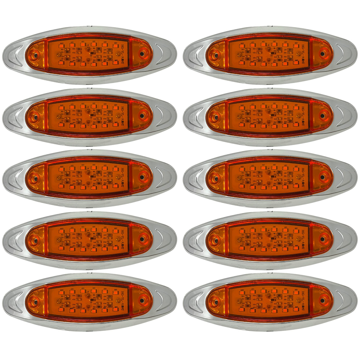 12-LED RED/AMBER 6.7" x 2.2" Side Marker Red Light with Chrome Bezel, Universal LED Clearance Markers for Truck Trailer Boat ATV Marine Marker lights 12V High Brightness Side Marker Lights