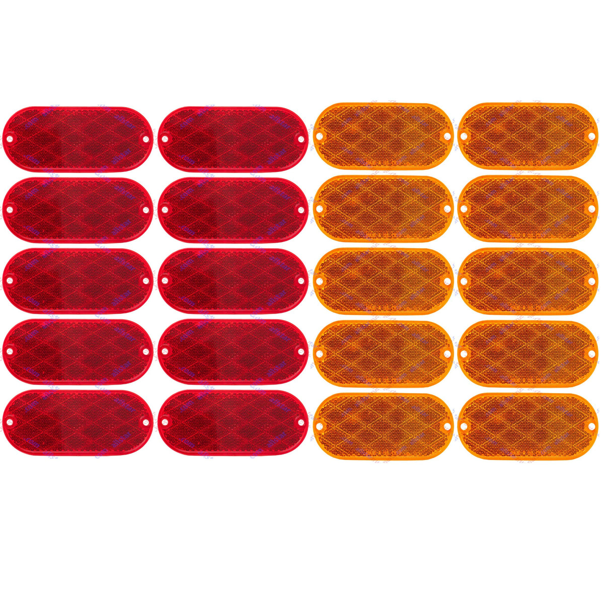 Oval Reflectors Red/Amber Self Adhesive Or Drill Mount Quick Mount SAE 13 DOT