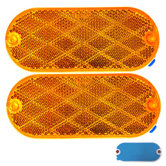 Oval Reflectors Red/Amber Self Adhesive Or Drill Mount Quick Mount SAE 13 DOT