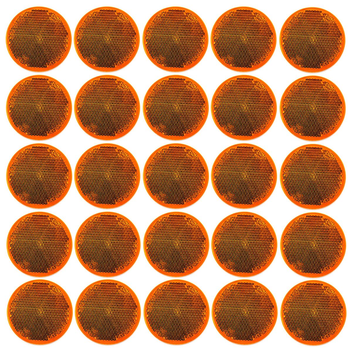 [Qty 25] [Red/Amber] 2" Inch Round Reflector Bike,Trailer, Truck, Boat, Mailbox, Construction, Equipment, RV, Camper with Super Strong Adhesive DOT/SAE Approved