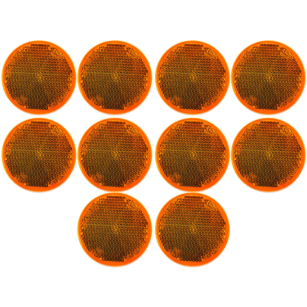 All Star Truck Parts 10 Pack [Amber/Red] 2" Inch Round Reflector Bike Trailer Truck Boat Mailbox Construction Equipment SUV RV Camper Safety Industrial Fence Super Strong Adhesive Gate Posts DOT/SAE