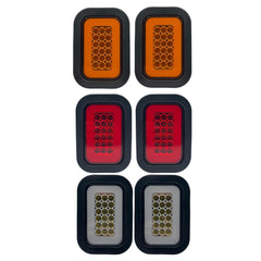 5x3 3x5 Inch Rectangle 42 LED Trailer Tail Light Kit [DOT FMVSS 108] [SAE I6 P2] [Grommets/Plugs] [Submersible] [Stop Turn Tail Park] [Halo] Signal CAB Lamp for Tow Truck 80" Wide Trailer 12V