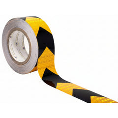 Yellow Black Arrow Reflective Tape, 2" Hazard Warning Tape Waterproof - High Intensity Reflector Conspicuity Safety Construction Strong Adhesive Crystal Lattice