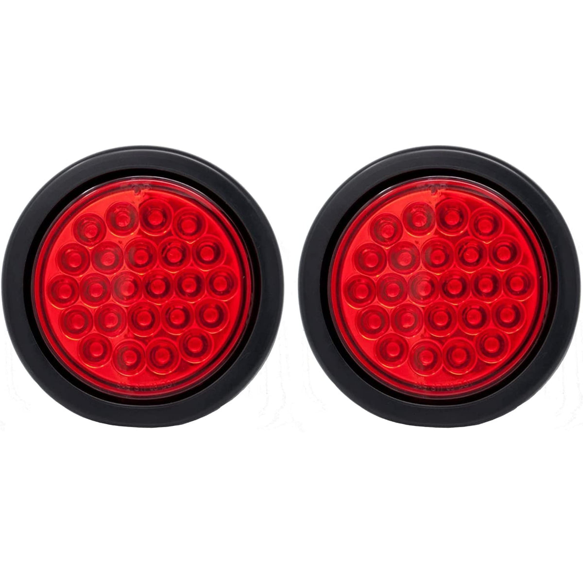 4" Round Amber LED Trailer Tail Light 24 LED Stop Turn Signal Brake Marker Running Lights w/ 3 Wire Pigtail Plug Trucks Trailer RV Boat Dump Truck Camper IP67 Waterproof DOT Certified 12V