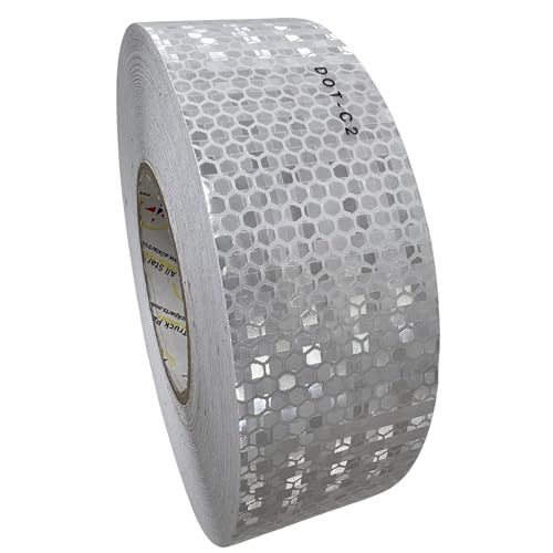 White DOT-C2 Reflective Tape Conspiciuity Tape - COMMERCIAL ROLL, HIGH INTENSITY, STRONG ADHESIVE- Automobile Car Truck Boat Trailer Semi (White)