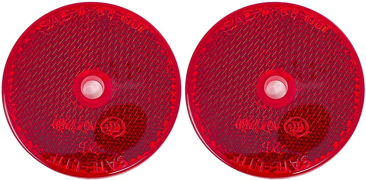 Class A 2" Round Reflector with Center Mounting Hole - Red/Amber/White for Trailers, Trucks, Automobiles, Mail Boxes, Boats, SUV's, RV's, Industrial Applications…